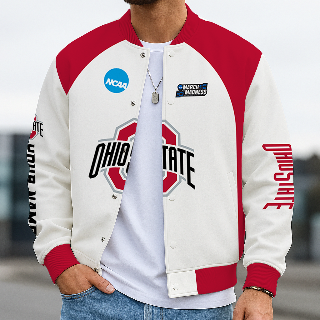 LIMITED EDITION - NEW CUSTOMIZED NCAA MAM30 OSB OHIO STATE BUCKEYES BASEBALL JACKET, SATIN VARSITY JACKET