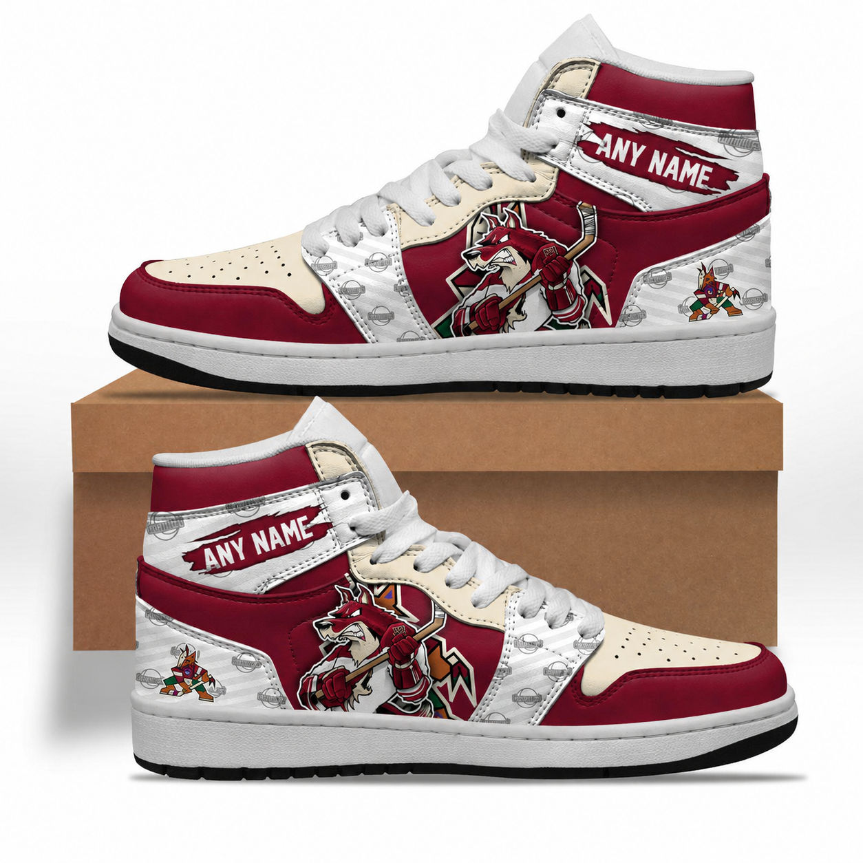 VIRAL EDITION - NEW CUSTOMIZED NHL30 AZC ARIZONA COYOTES AIR JORDAN SNEAKERS