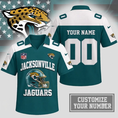 ELITE EDITION - NEW CUSTOMIZED NFL30 JSJ JACKSONVILLE JAGUARS POLO SHIRT