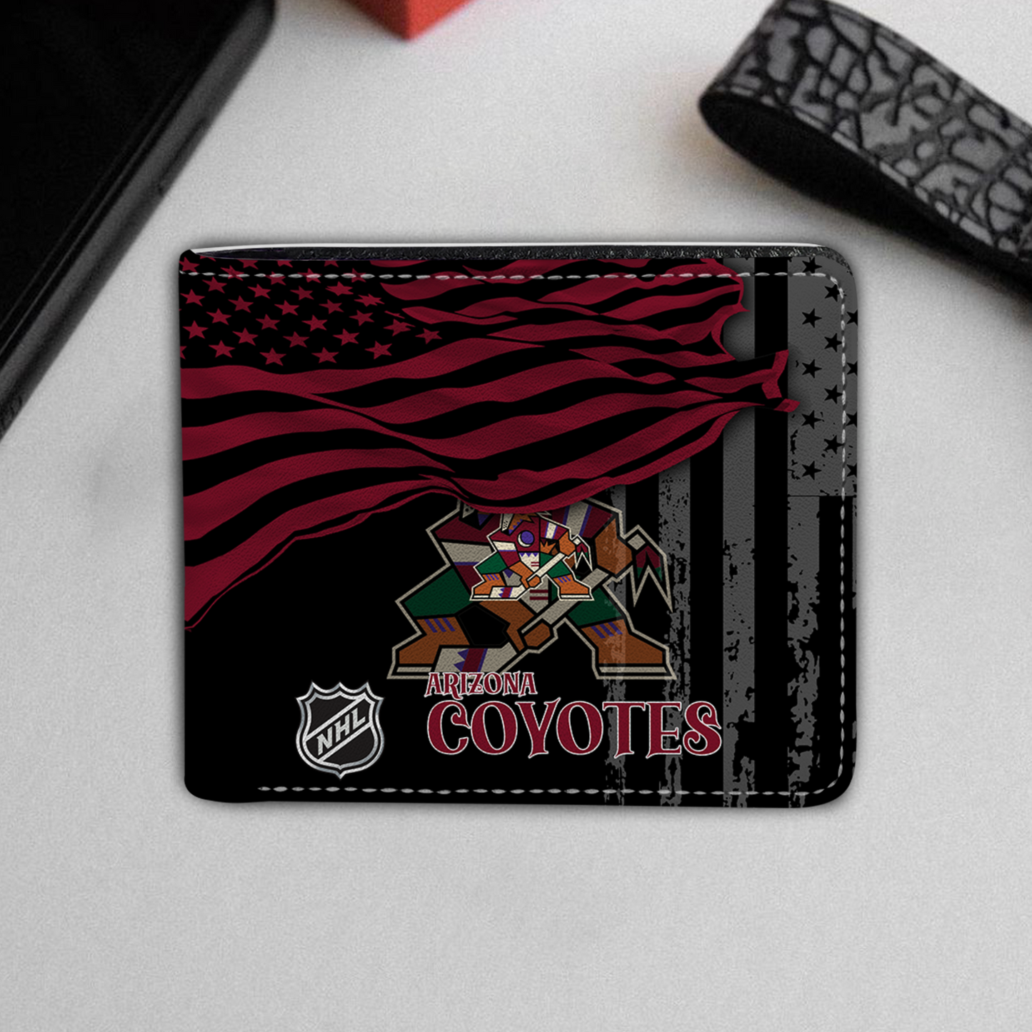 [SUPER SALE ] NEW CUSTOMIZED NHL30 AZC ARIZONA COYOTES LEATHER WALLET