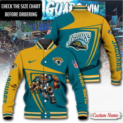 EXCLUSIVE EDITION - NEW CUSTOMIZED NFL30 JSJ JACKSONVILLE JAGUARS SATIN VARSITY & BASEBALL JACKET