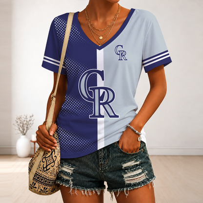 LIMITED EDITION - NEW CUSTOMIZED MLB30 COR COLORADO ROCKIES V-NECK FEMALE SHIRT