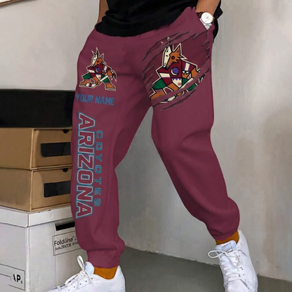 ELITE EDITION - NEW CUSTOMIZED NHL30 AZC ARIZONA COYOTES SWEATPANTS