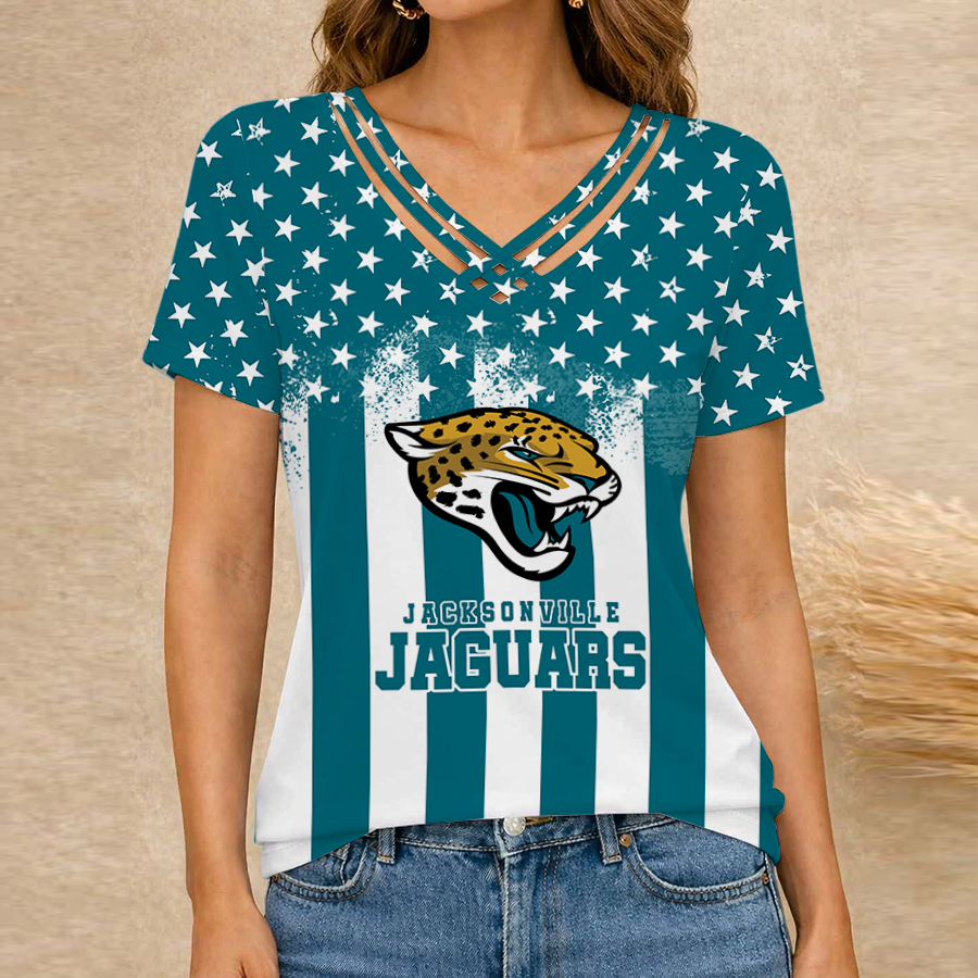 [SPECIAL OFFER] NEW CUSTOMIZED NFL30 JSJ JACKSONVILLE JAGUARS V-NECK SHIRT
