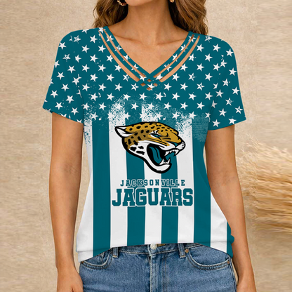 [SPECIAL OFFER] NEW CUSTOMIZED NFL30 JSJ JACKSONVILLE JAGUARS V-NECK SHIRT