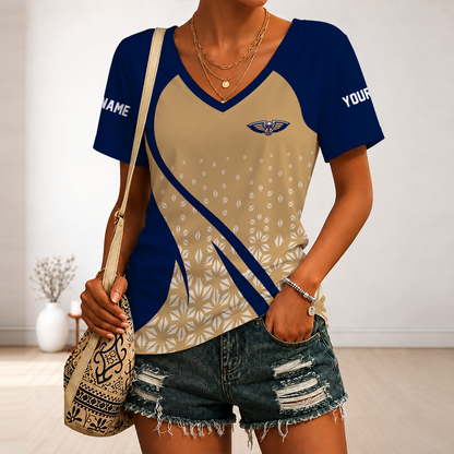 [HOT DEAL] NEW CUSTOMIZED NBA30 NOP NEW ORLEANS PELICANS V-NECK FEMALE SHIRT