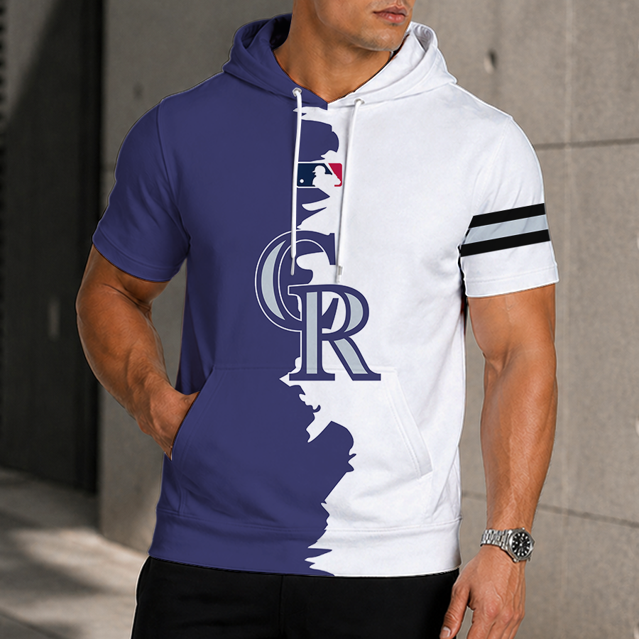 LIMITED EDITION - NEW CUSTOMIZED MLB30 COR COLORADO ROCKIES SHORT SLEEVE HOODIE