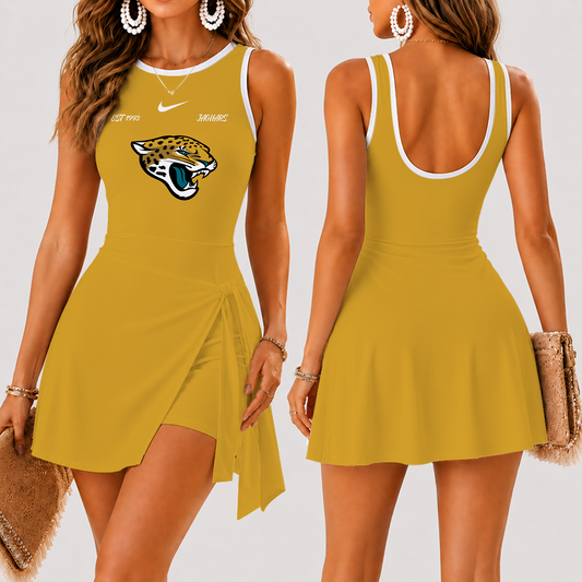 [SPECIAL OFFER] NEW CUSTOMIZED NFL30 JSJ JACKSONVILLE JAGUARS WOMEN'S SUMMER SKORT DRESS