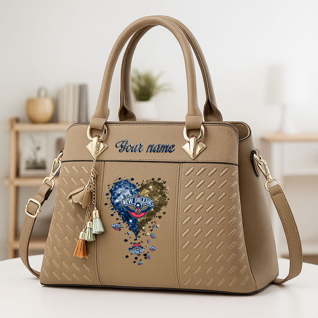 LIMITED EDITION - NEW CUSTOMIZED NBA30 NOP NEW ORLEANS PELICANS ZIP HANDBAG MULTICOLOR