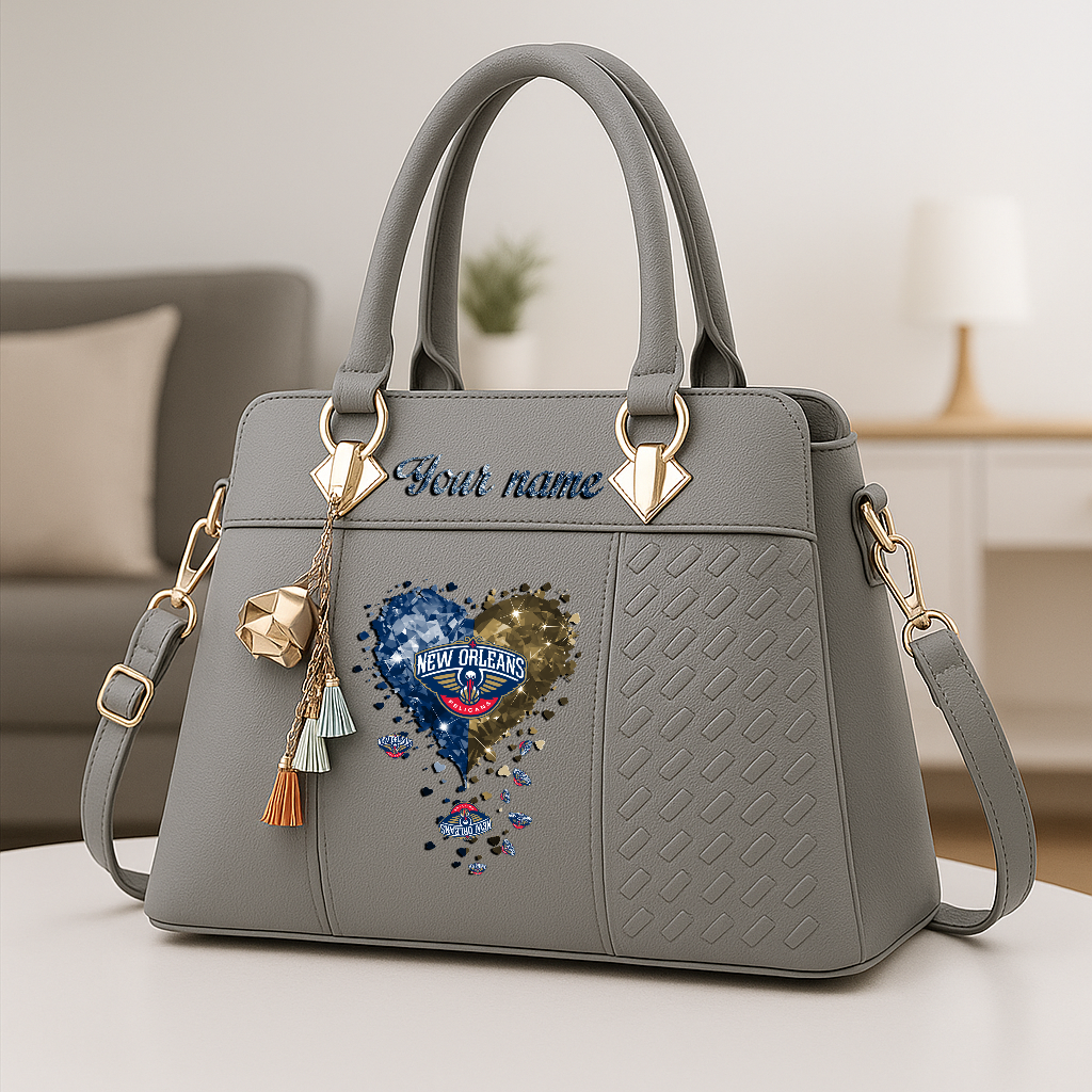 LIMITED EDITION - NEW CUSTOMIZED NBA30 NOP NEW ORLEANS PELICANS ZIP HANDBAG MULTICOLOR
