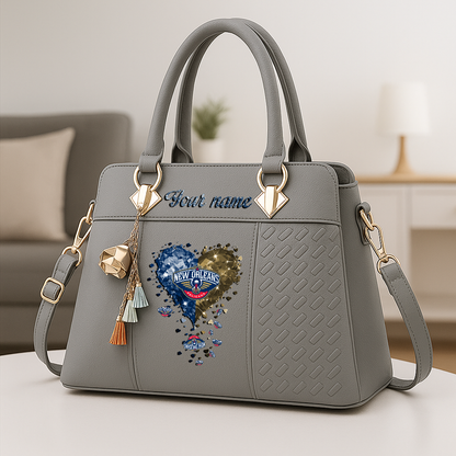 LIMITED EDITION - NEW CUSTOMIZED NBA30 NOP NEW ORLEANS PELICANS ZIP HANDBAG MULTICOLOR