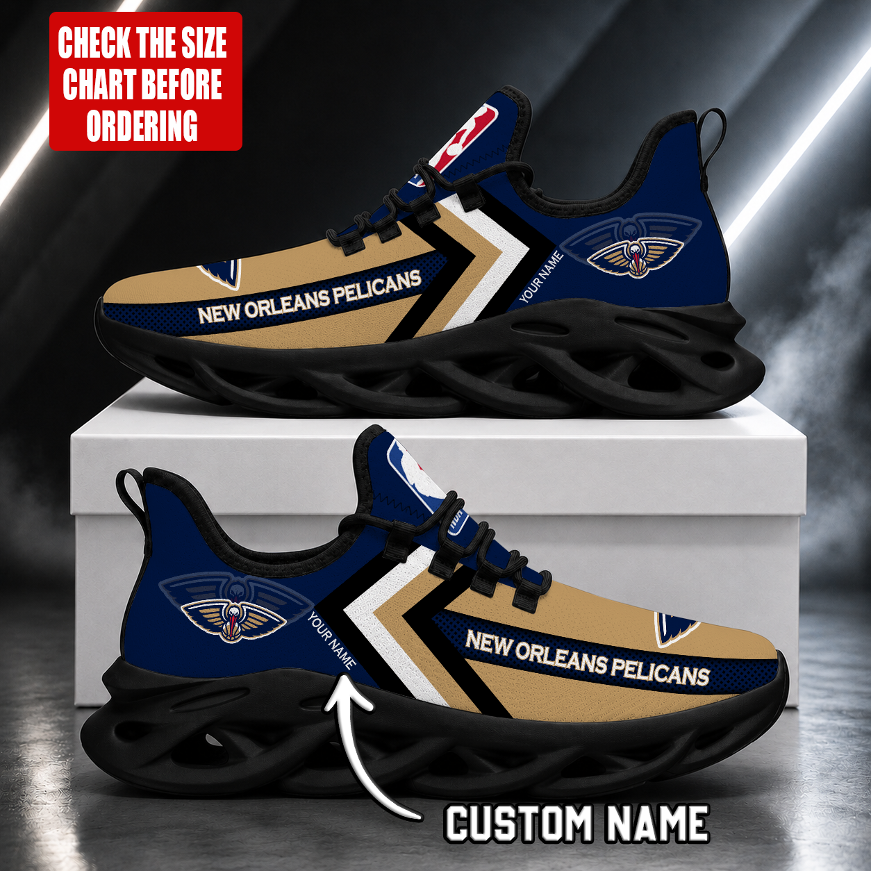 FINAL SALE - NEW CUSTOMIZED NBA30 NOP NEW ORLEANS PELICANS MAX SOUL SHOES