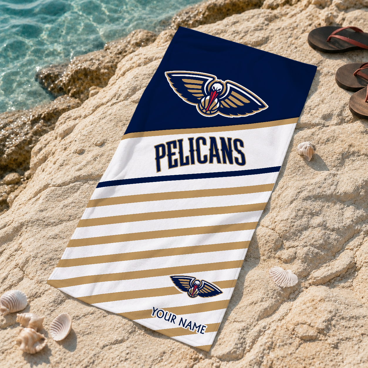 LIMITED EDITION - NEW CUSTOMIZED NBA30 NOP NEW ORLEANS PELICANS BEACH TOWEL FOR FAN