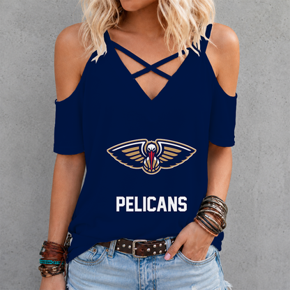 LIMITED EDITION - NEW CUSTOMIZED NBA30 NOP NEW ORLEANS PELICANS CRISS CROSS V-NECK TOP