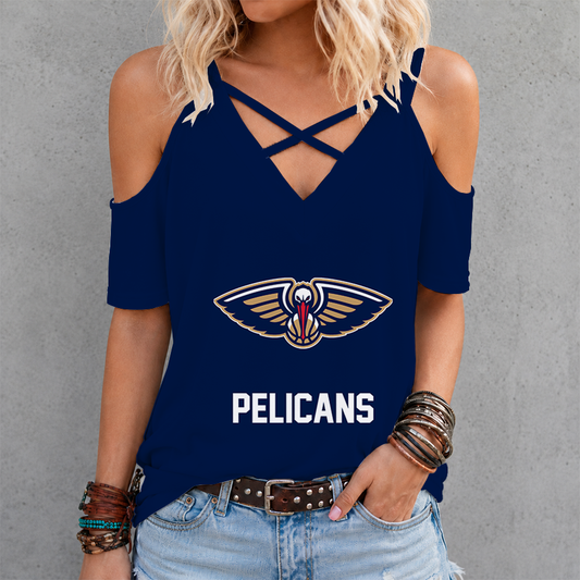 LIMITED EDITION - NEW CUSTOMIZED NBA30 NOP NEW ORLEANS PELICANS CRISS CROSS V-NECK TOP