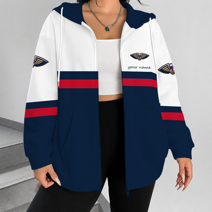 [HOT DEAL] NEW CUSTOMIZED NBA30 NOP NEW ORLEANS PELICANS ZIP HOODIE