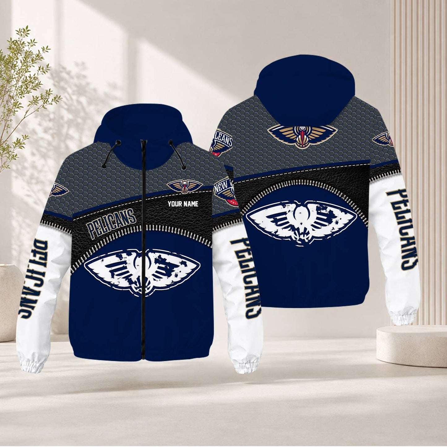 LIMITED EDITION - NEW CUSTOMIZED NBA30 NOP NEW ORLEANS PELICANS WINDBREAKER JACKET