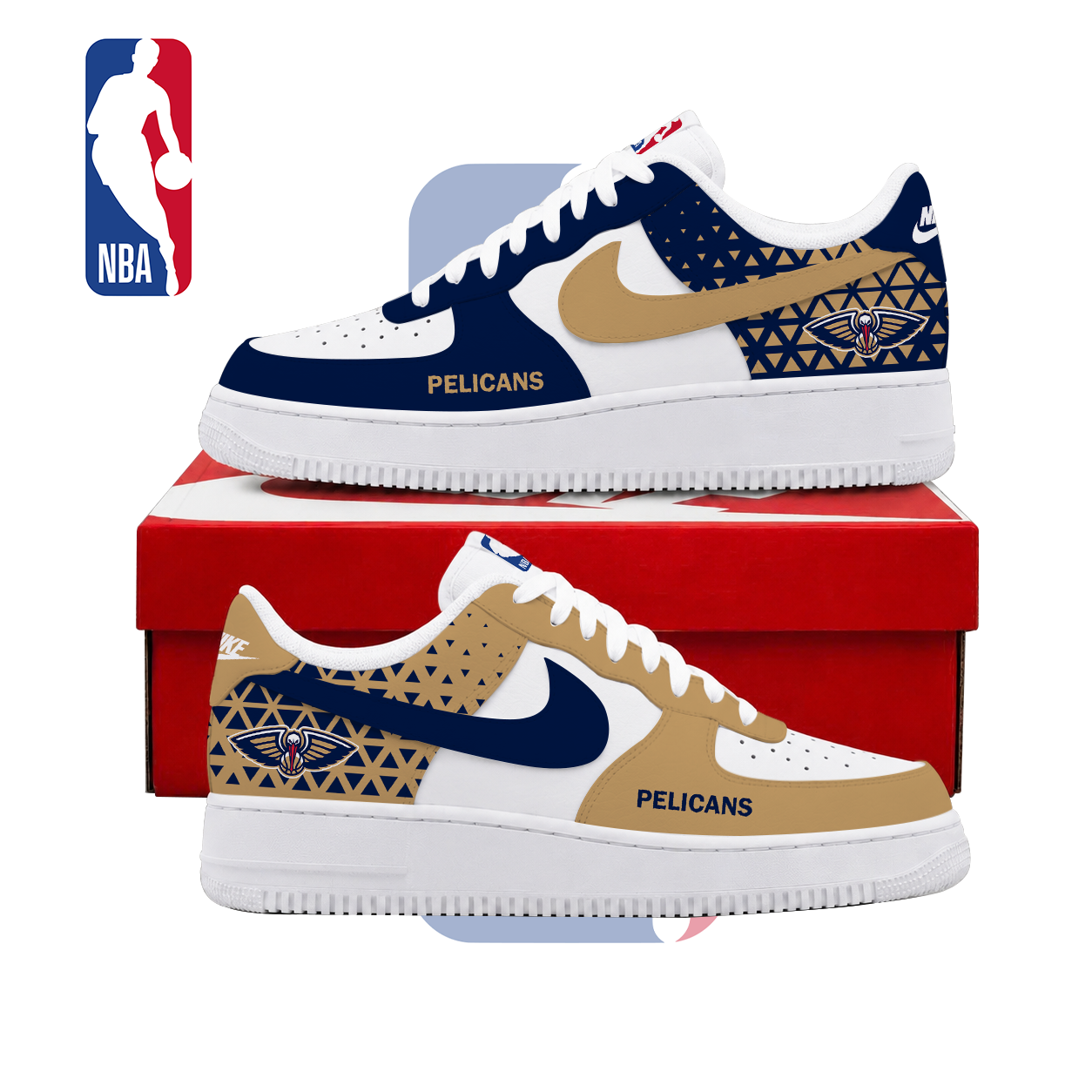 LIMITED EDITION - NEW CUSTOMIZED NBA30 NOP NEW ORLEANS PELICANS AF1 SHOES