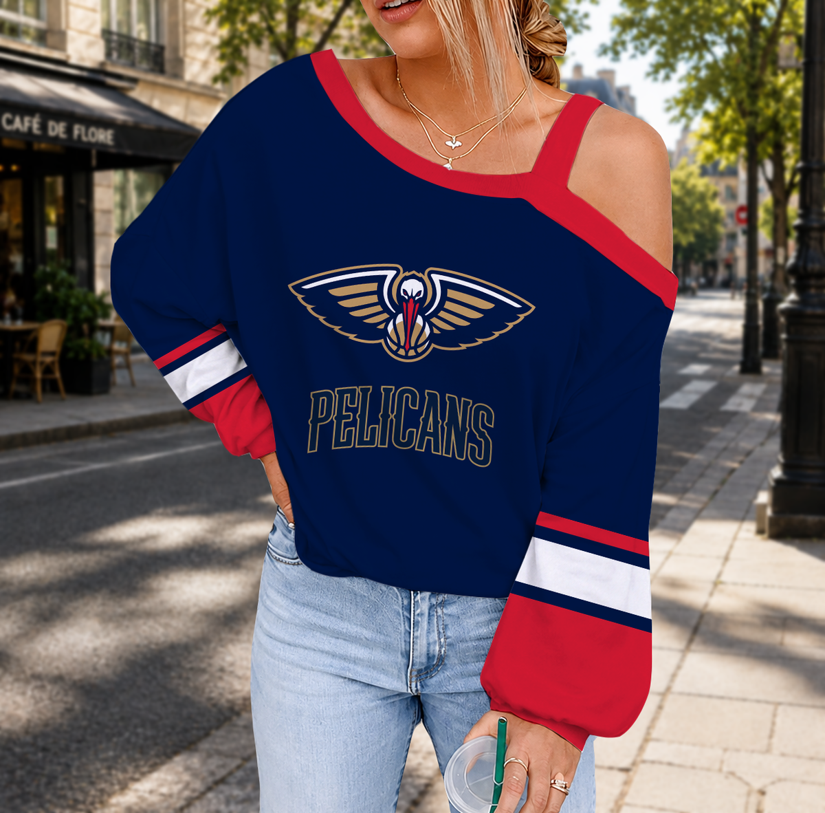 LIMITED EDITION - NEW CUSTOMIZED NBA30 NOP NEW ORLEANS PELICANS DROP SHOULDER SWEATSHIRT