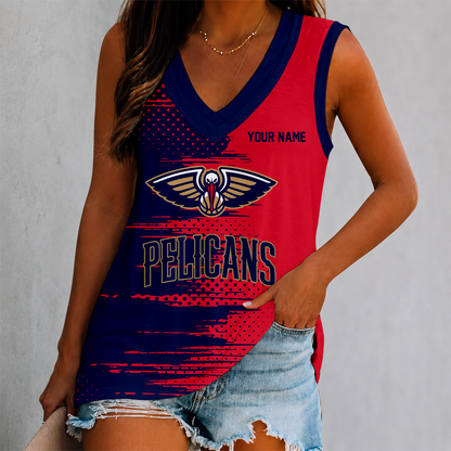 FINAL SALE - NEW CUSTOMIZED NBA30 NOP NEW ORLEANS PELICANS WOMEN'S V-NECK TANK TOP