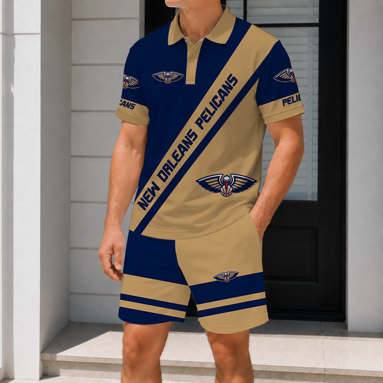 LIMITED EDITION - NEW CUSTOMIZED NBA30 NOP NEW ORLEANS PELICANS POLO SHIRT & SHORT PANTS SET