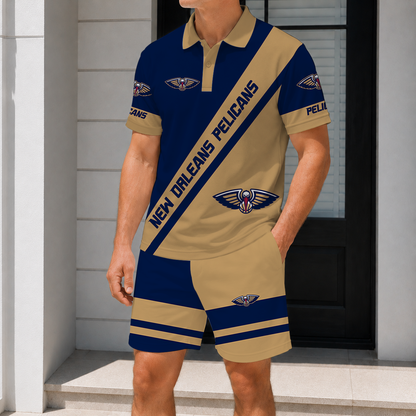 LIMITED EDITION - NEW CUSTOMIZED NBA30 NOP NEW ORLEANS PELICANS POLO SHIRT & SHORT PANTS SET