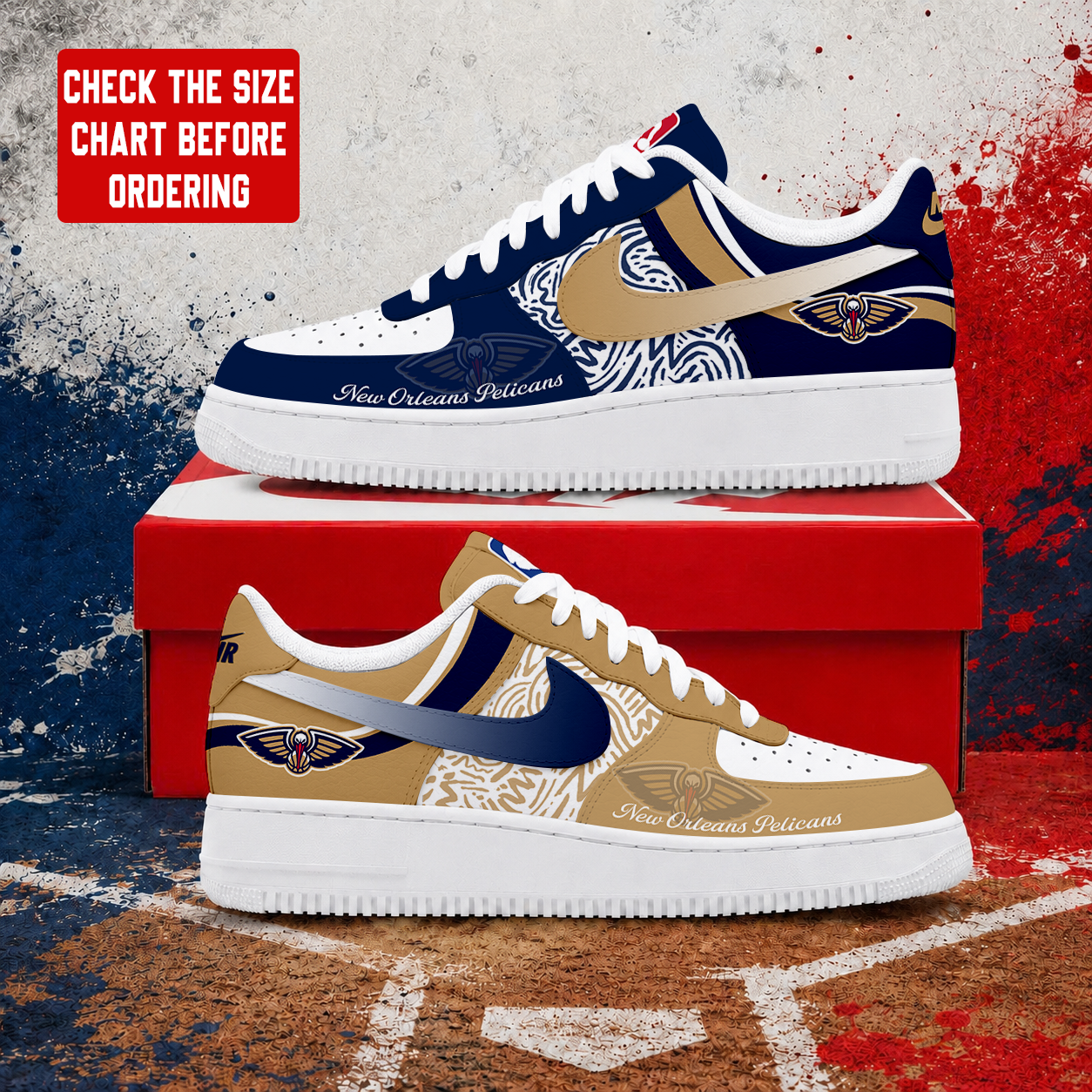 VIRAL EDITION - NEW CUSTOMIZED NBA30 NOP NEW ORLEANS PELICANS AF1 SNEAKERS