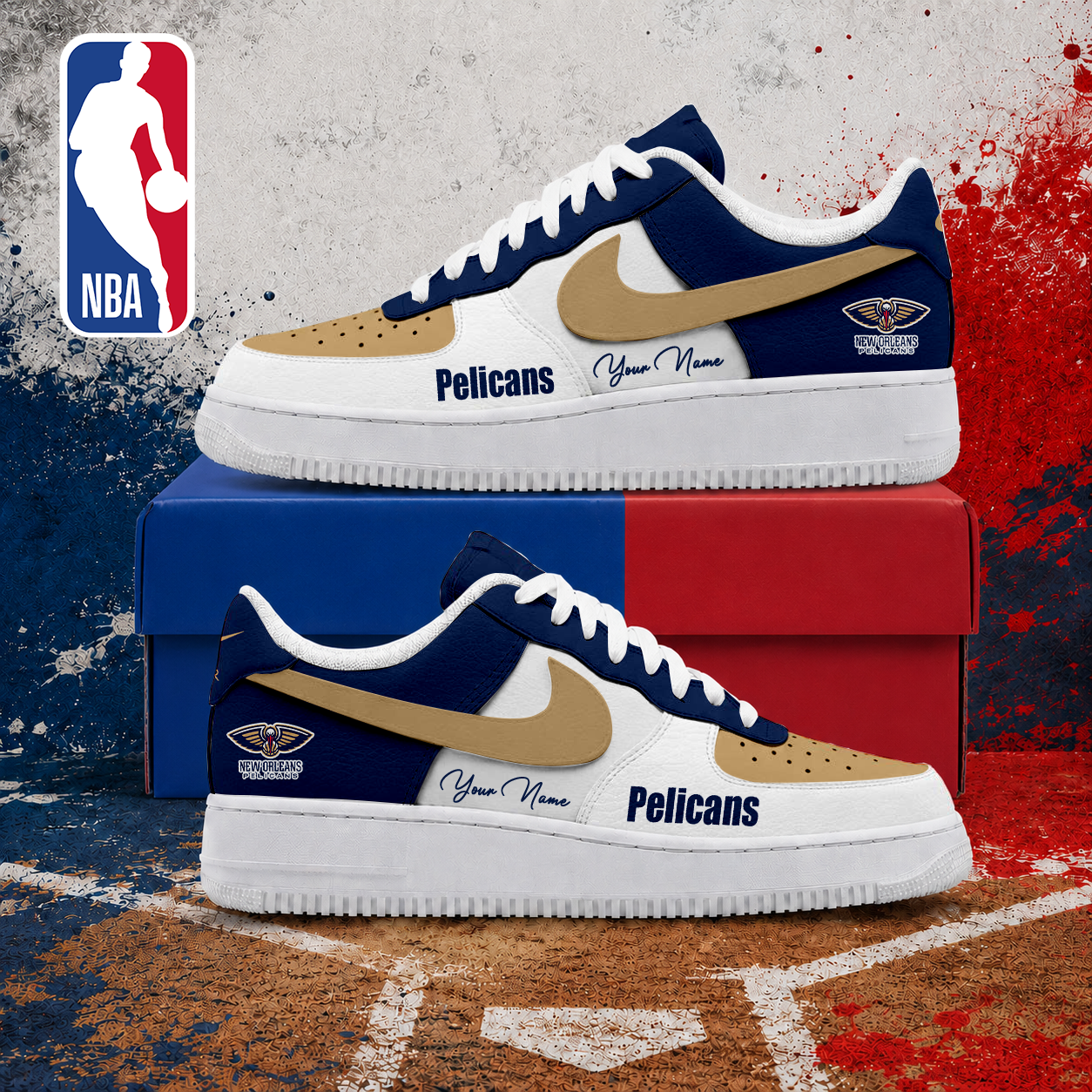 MEGA SALE - NEW CUSTOMIZED NBA30 NOP NEW ORLEANS PELICANS AF1 SNEAKERS
