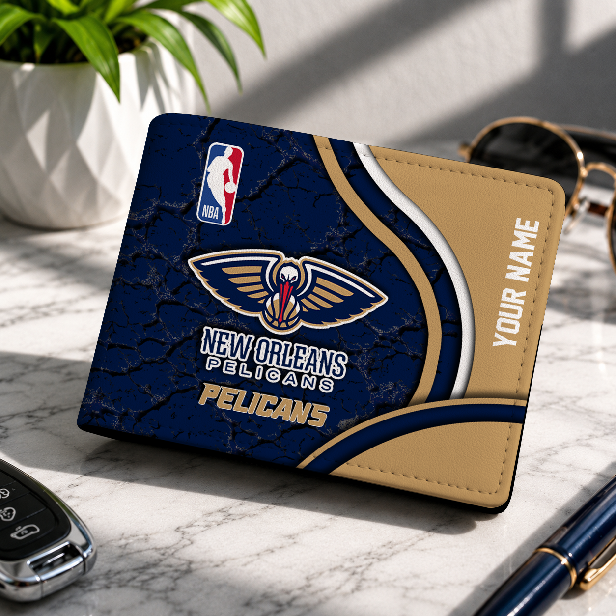 VIRAL EDITION - NEW CUSTOMIZED NBA30 NOP NEW ORLEANS PELICANS LEATHER WALLET