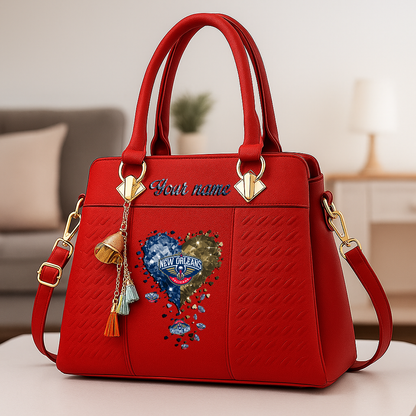 LIMITED EDITION - NEW CUSTOMIZED NBA30 NOP NEW ORLEANS PELICANS ZIP HANDBAG MULTICOLOR