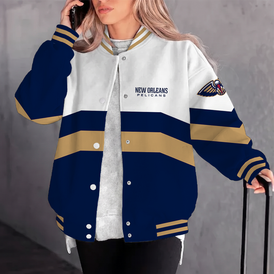 [HOT DEAL] NEW CUSTOMIZED NBA30 NOP NEW ORLEANS PELICANS BASEBALL JACKET, SATIN VARSITY JACKET