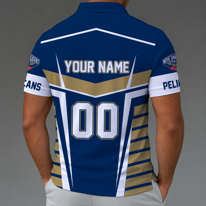 [HOT DEAL] NEW CUSTOMIZED NBA30 NOP NEW ORLEANS PELICANS ZIP POLO SHIRT