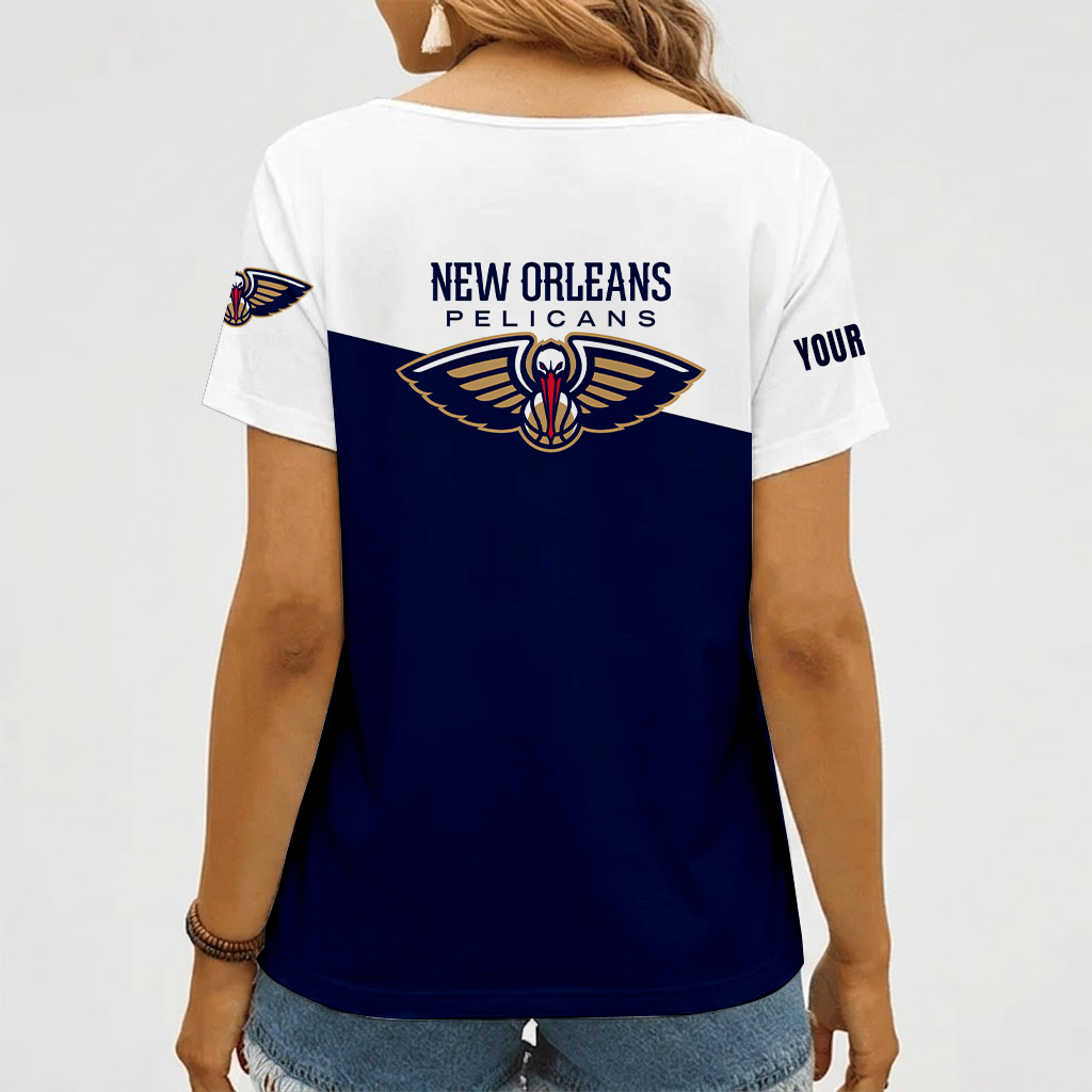 [HOT DEAL] NEW CUSTOMIZED NBA30 NOP NEW ORLEANS PELICANS V-NECK FEMALE SHIRT