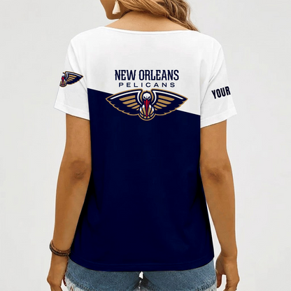 [HOT DEAL] NEW CUSTOMIZED NBA30 NOP NEW ORLEANS PELICANS V-NECK FEMALE SHIRT