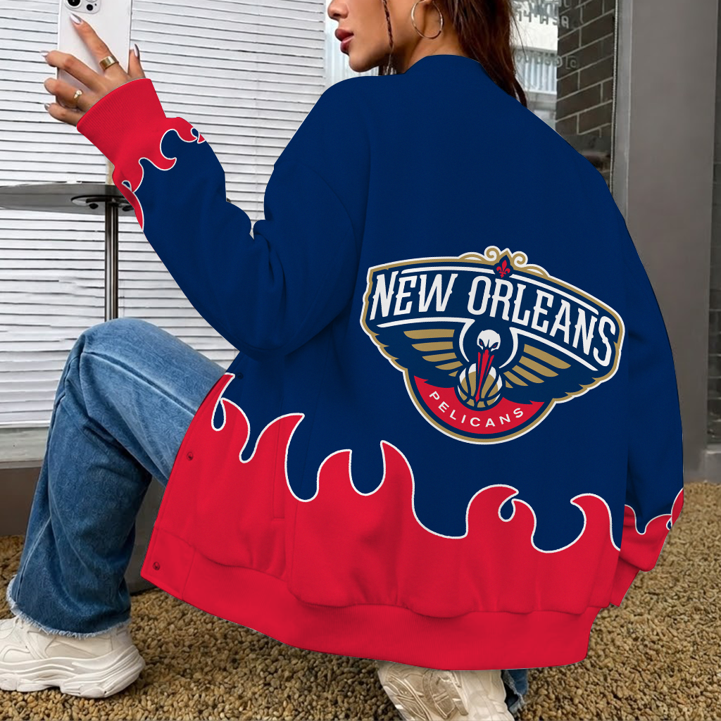 LIMITED EDITION - NEW CUSTOMIZED NBA30 NOP NEW ORLEANS PELICANS BASEBALL JACKET, SATIN VARSITY JACKET