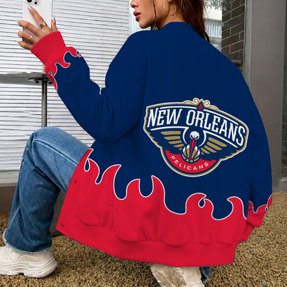 LIMITED EDITION - NEW CUSTOMIZED NBA30 NOP NEW ORLEANS PELICANS BASEBALL JACKET, SATIN VARSITY JACKET