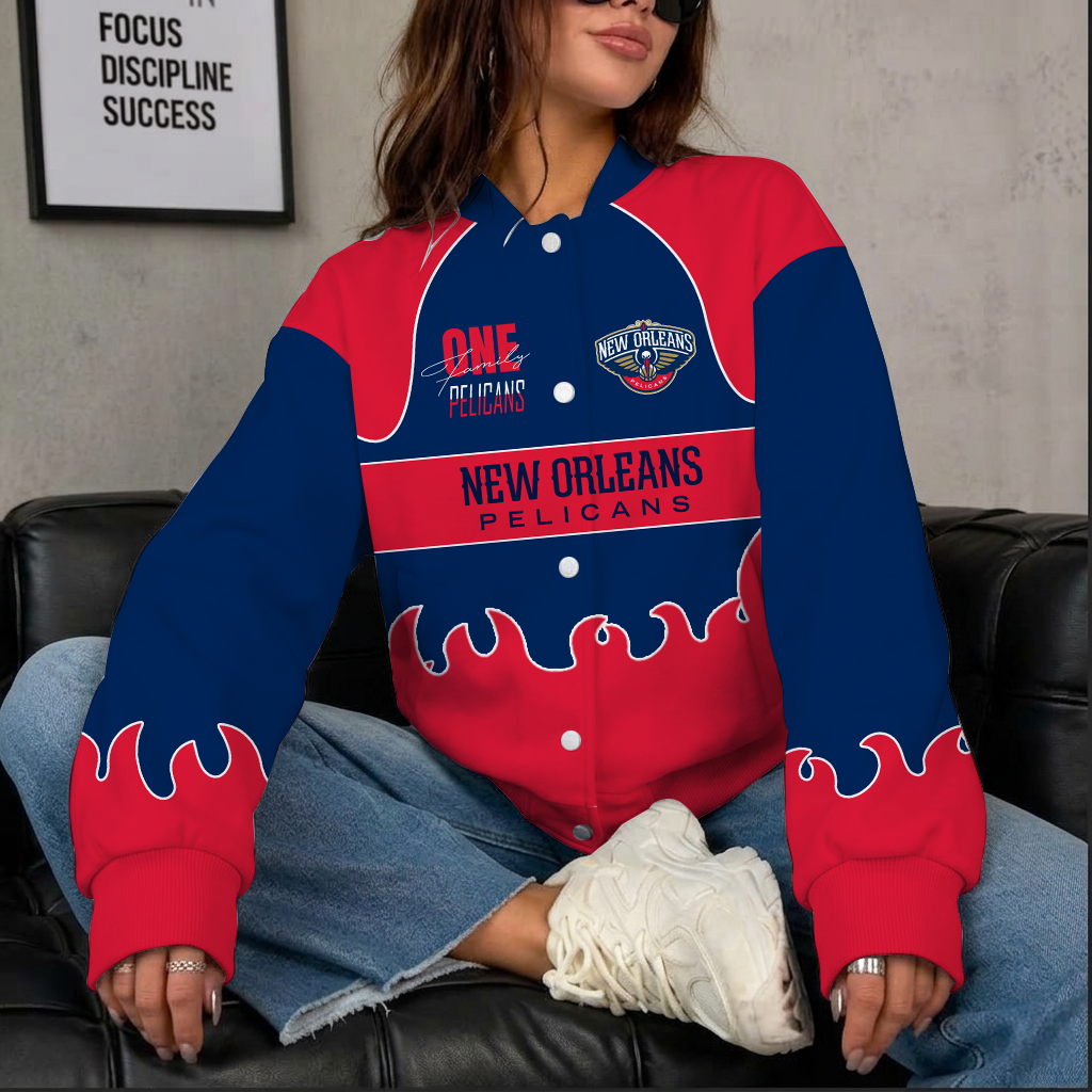 LIMITED EDITION - NEW CUSTOMIZED NBA30 NOP NEW ORLEANS PELICANS BASEBALL JACKET, SATIN VARSITY JACKET