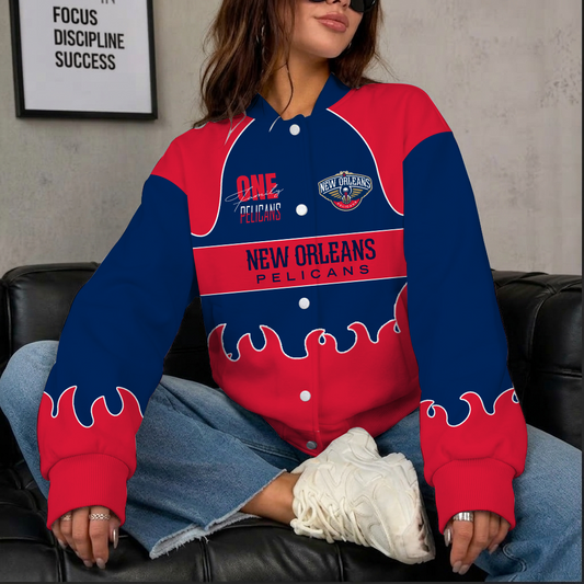 LIMITED EDITION - NEW CUSTOMIZED NBA30 NOP NEW ORLEANS PELICANS BASEBALL JACKET, SATIN VARSITY JACKET