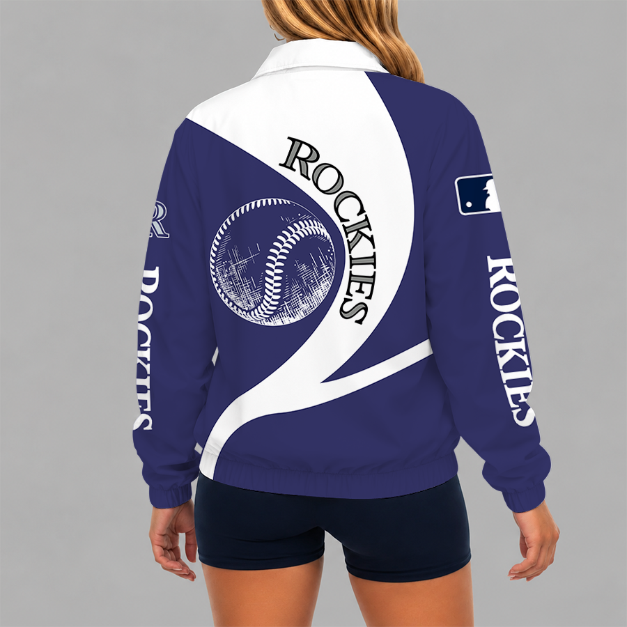 [FLASH SALE] NEW CUSTOMIZED MLB30 COR COLORADO ROCKIES V-NECK ZIPPER SWEATSHIRT JACKET