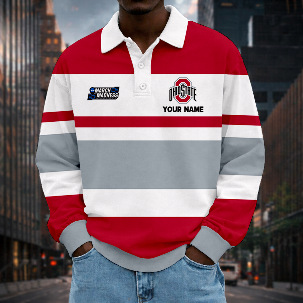 LIMITED EDITION - NEW CUSTOMIZED NCAA MAM30 OSB OHIO STATE BUCKEYES UNISEX LONG SLEEVE POLO