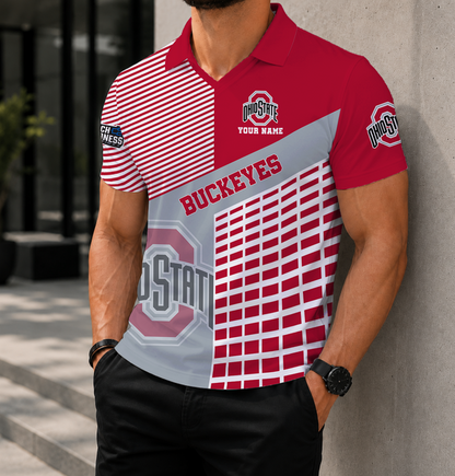 VIRAL EDITION - NEW CUSTOMIZED NCAA MAM30 OSB OHIO STATE BUCKEYES POLO SHIRT