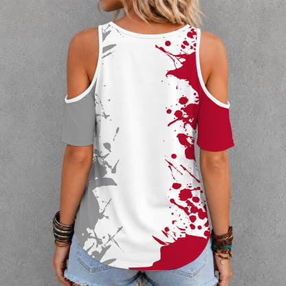[FAN FAVORITE] NEW CUSTOMIZED NCAA MAM30 OSB OHIO STATE BUCKEYES CRISS CROSS V-NECK TOP