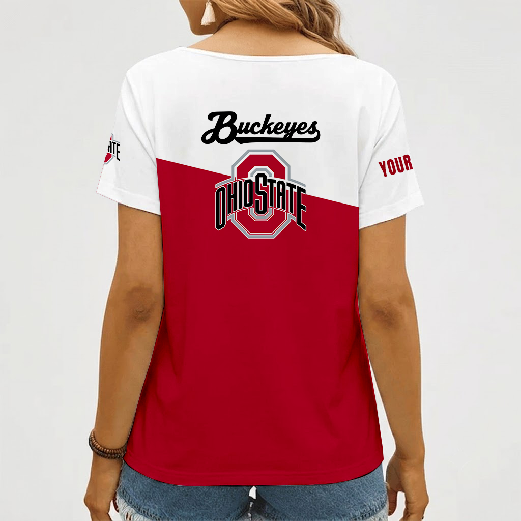 [FAN FAVORITE] NEW CUSTOMIZED NCAA MAM30 OSB OHIO STATE BUCKEYES STRAPPY V-NECK FEMALE SHIRT
