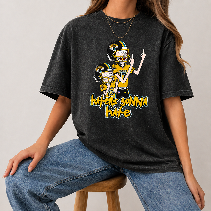 [SPECIAL OFFER] NEW CUSTOMIZED NFL30 JSJ JACKSONVILLE JAGUARS FUNNY MULTICOLOR WASHED TEE