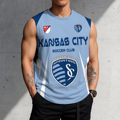 LIMITED EDITION - NEW CUSTOMIZED MLS30 SKC SKANSAS CITY TANK TOP & GYM SHIRT