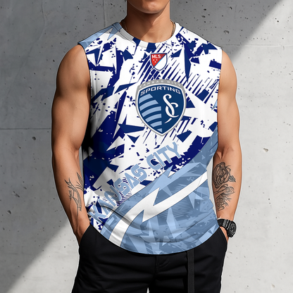 POPULAR NOW - NEW CUSTOMIZED MLS30 SKC SPORTING KANSAS CITY TANK TOP & GYM SHIRT