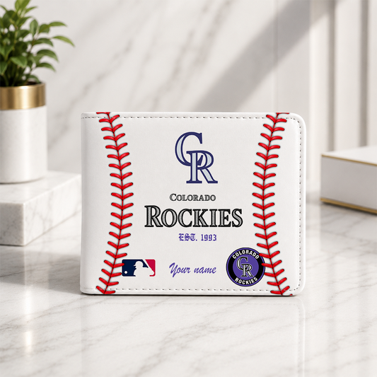 LIMITED EDITION - NEW CUSTOMIZED MLB30 COR COLORADO ROCKIES LEATHER WALLET