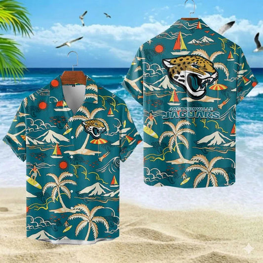 VIRAL EDITION  - NEW CUSTOMIZED NFL30 JSJ JACKSONVILLE JAGUARS UNISEX INDEPENDENCE DAY HAWAIIAN SHIRT & SHORTS SET