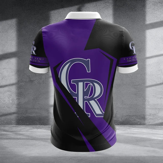 [FLASH SALE] NEW CUSTOMIZED MLB30 COR COLORADO ROCKIES ZIP POLO SHIRT