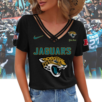[SPECIAL OFFER] NEW CUSTOMIZED NFL30 JSJ JACKSONVILLE JAGUARS V-NECK SHIRT